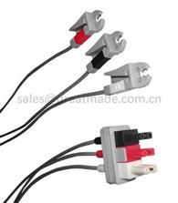 Set cavi di sicurezza ECG M1605A compatibile, a 3 derivazioni, AHA, 3 piedi, AA 2 pin / scatto