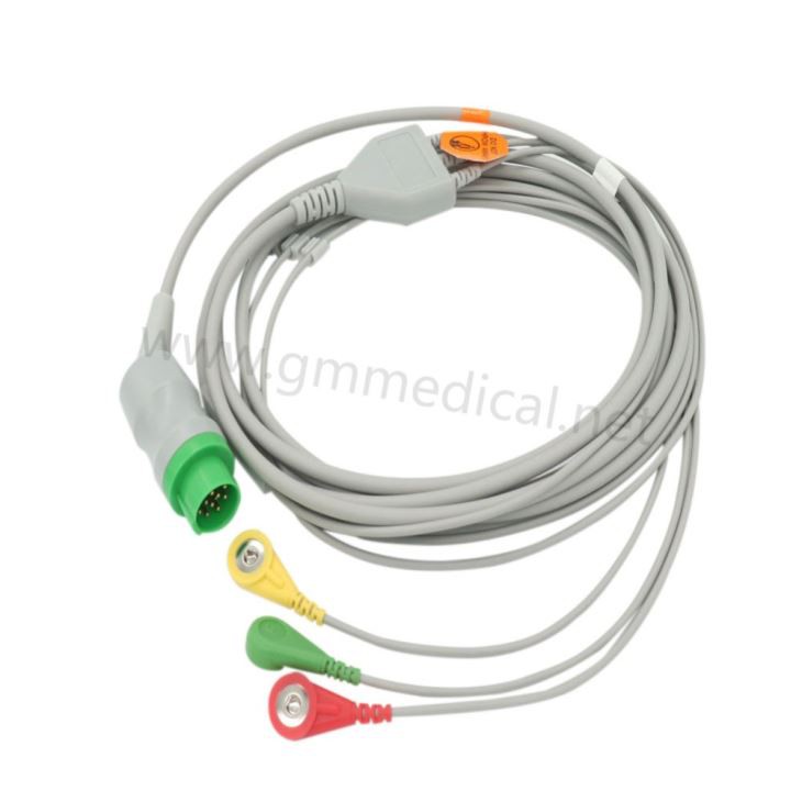 Cavo ECG monoblocco con conduttore a 3 conduttori, IEC, a scatto, 13 pin