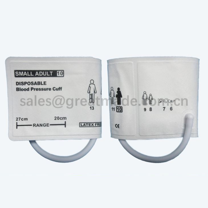 Tubo singolo piccolo adulto #10 Diposable Nibp Cuff, 20-27 circonferenza del braccio,
